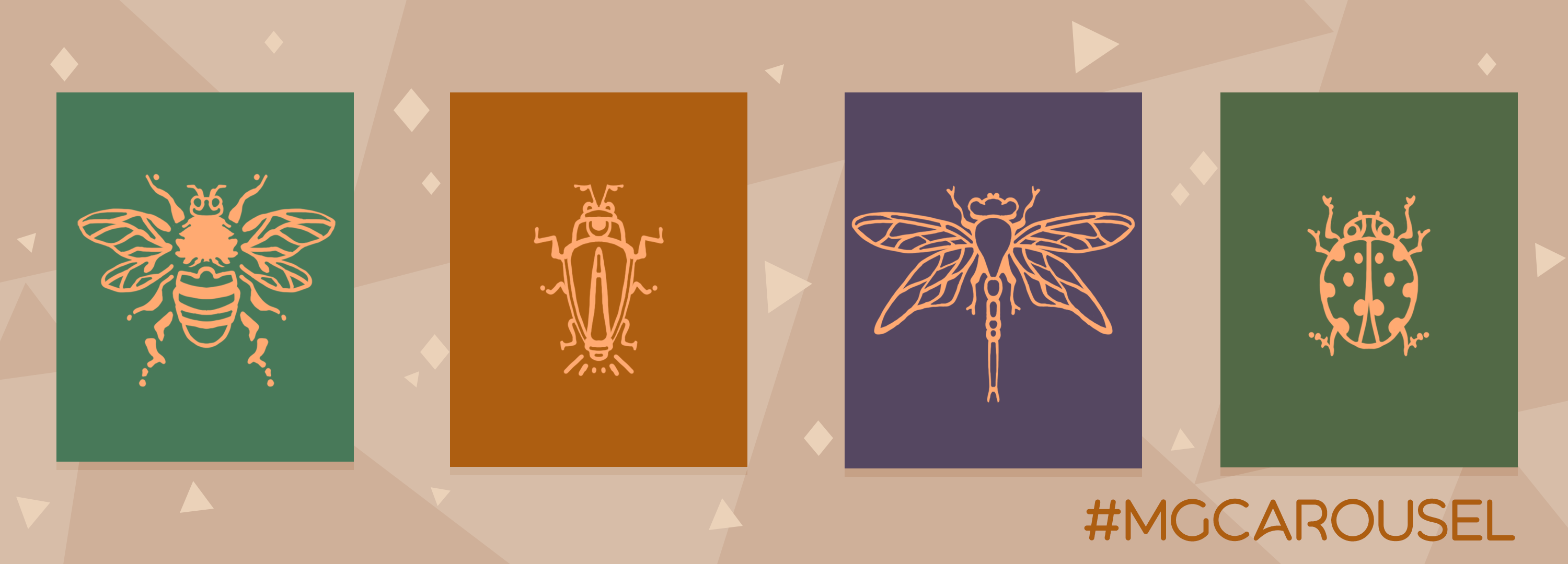 Bookmark for April 2022 features illustrations of insects, including a bee, lightening bug, dragonfly, and ladybug.
